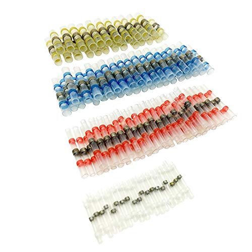 50pcs Solder Seal Wire Connector, Sopoby Solder Seal Heat Shrink Butt Connectors Terminals Electrical Waterproof Insulated Marine Automotive Copper(23Red 12Blue 10White 5Yellow)