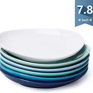 Sweese 151.003 Porcelain Dessert Salad Plates - 7.8 Inch - Set of 6, Cool Assorted Colors