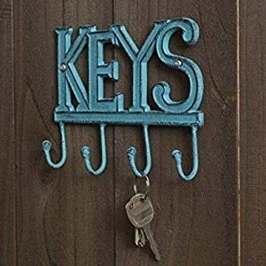 cast iron key holder decorative hooks hanger metal heavy duty letter wall mount