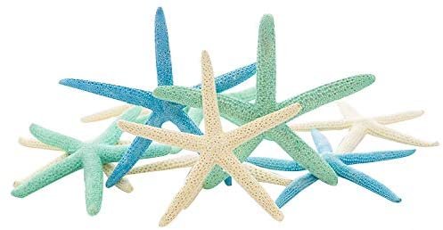 Starfish | White Finger Starfish 4"-6" | Home Decor - Art & Crafts | Plus Free Nautical E-Book by Joseph Rains (10 Pack White, Blue & Green)
