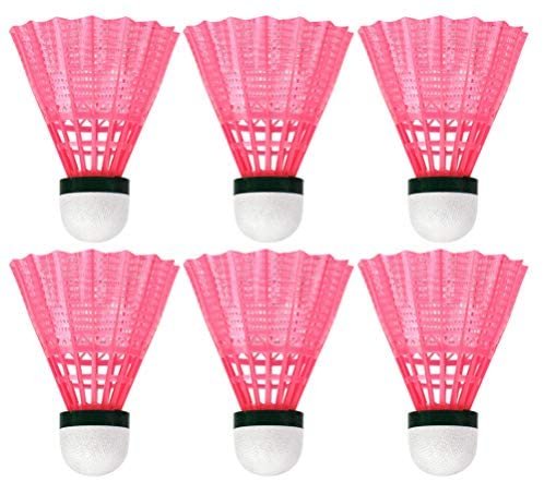 CLISPEED Badminton Shuttlecocks Nylon High Speed Badminton Balls for Indoor Outdoor Sports (Pink, Pack of 6)