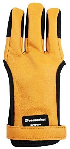 Deerseeker Outdoor Archery Glove Finger Tab Accessories - Leather Gloves for Recurve & Compound Bow - Three Finger Guard for Men Women & Youth