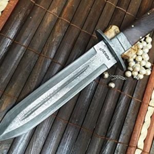 Fixed Blade Hunting Knife with Sheath Damascus Steel Full Tang Blade