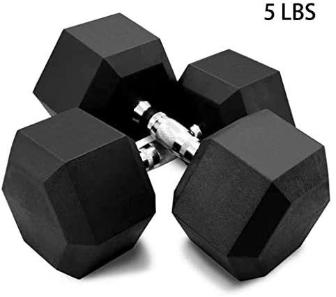HYSGM Dumbbells 5-50 Pounds Hex Weights Barbell Rubber Workout Dumbbells with Metal Ergonomic Handles for Strength Training