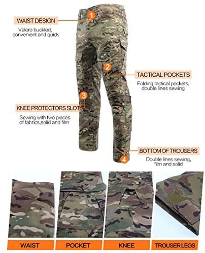 LANBAOSI Mens Tactical BDU Uniform Combat Suit Military Shirt Jacket Coat and Pants Set