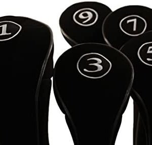 Black Golf Zipper Head Covers Driver 1 3 5 7 9 Fairway Woods Headcovers Metal Neoprene Traditional Plain Protective Covers Fits All Fairway Clubs